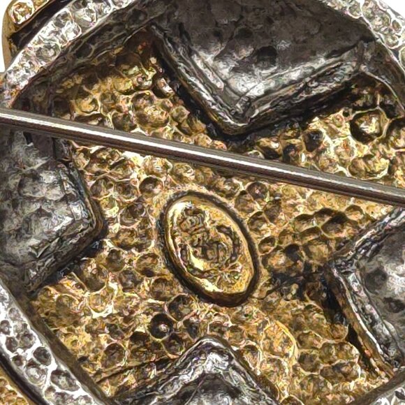 VTG Brooch Premier Design Gold Silver Tone Black Rhinestone Maltese Cross Pin - Picture 10 of 10